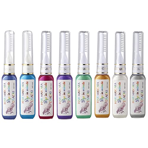 Temporary Washable Hair Color Mascara Stick - Non-Toxic, Vibrant Hair Dye for Girls & Women (8PCS)