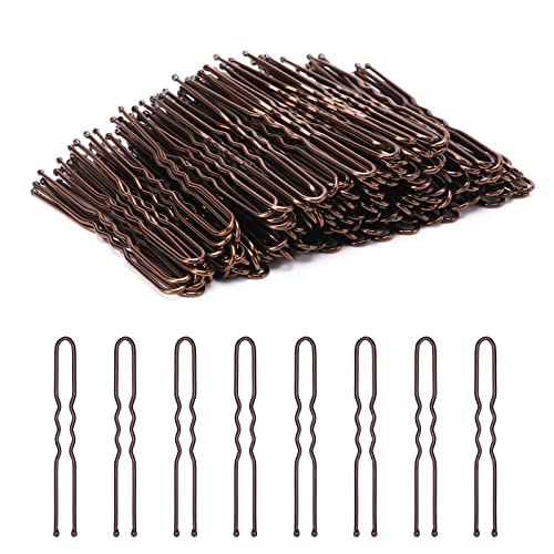 U Shaped Hair Pins 200 Count Brown 2.4 Inch Bobby Pins