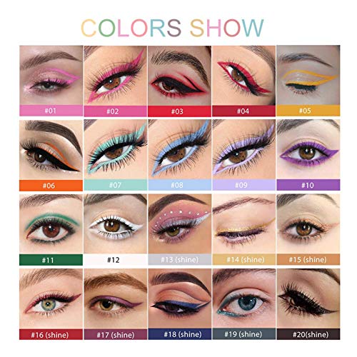 20 Colors Waterproof Eyeliner Pencil Set - Retractable