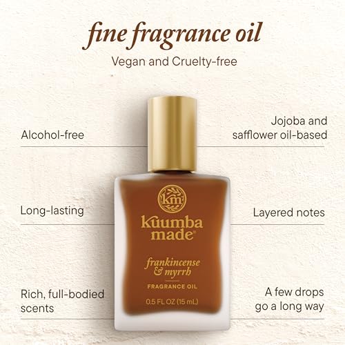 Kuumba Made Frankincense & Myrrh Fragrance Oil, Long-Lasting Small-Batch Perfume Roller, Vegan, Alcohol-Free, 0.5 Fl Oz