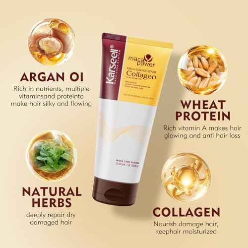 Karseell Collagen Hair Treatment Deep Repair Conditioning Argan Oil Collagen Hair Mask Essence for Dry Damaged Hair All Hair Types 200ml