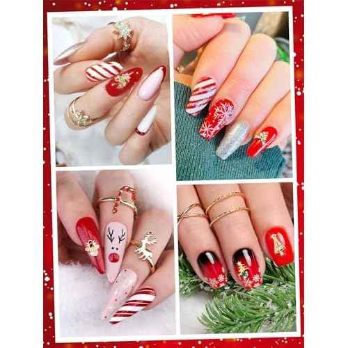 12PCS Christmas Nail Charms, EBANKU 3D Xmas Zircon Charms for Nails Snowflake Christmas Tree Nail Rhinestones Reindeer Metal Nail Art Diamond Gems for Christmas Nail Art Decoration