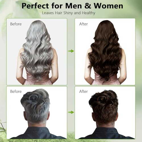 RKQNIER Dark Brown Hair Dye Shampoo for Gray Coverage - 15 Min