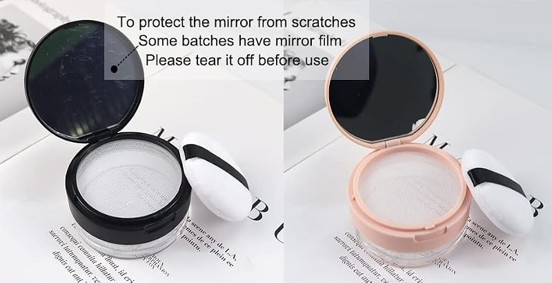 Loose Powder Container 20ml with Puff & Mirror - 2 Pack