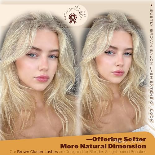 JIMIRE Brown Manga Cluster Lashes D - Natural Wispy Fake Eyelashes 10-16MM