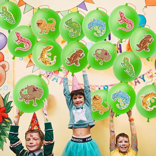 Lizard Party Favors Set: 48 Tattoos & 24 Punch Balloons