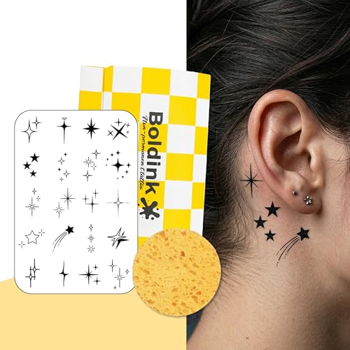 Boldink Temporary Tattoos for Women - Waterproof Star Design