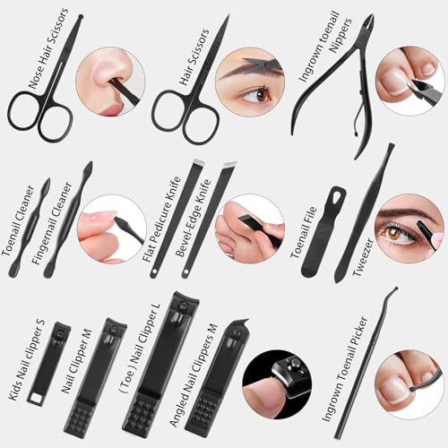 26-Piece Professional Manicure Set with Black Case
