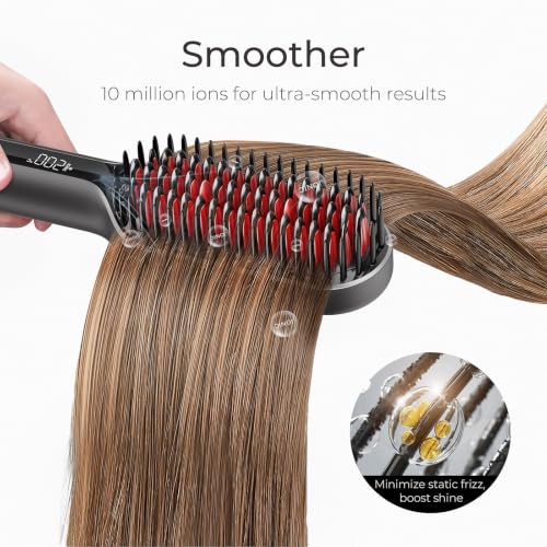 TYMO Ionic Mini Hair Straightener Brush Black 2.0 Inch - Travel Flat Iron