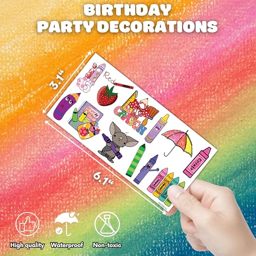 94 PCS Crayon Temporary Tattoos - Back to School Party Favors