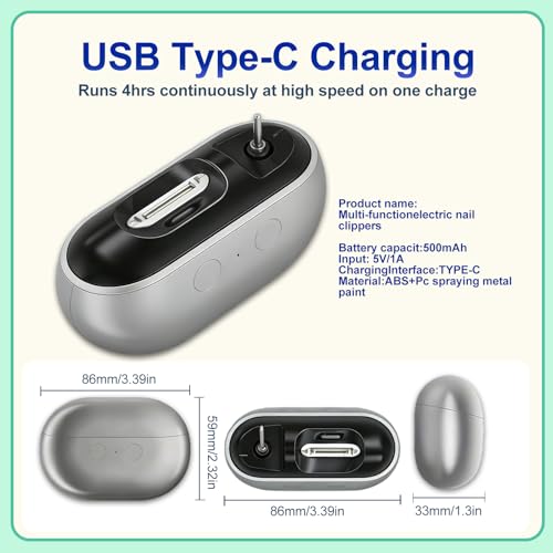 Easy Clip Nail Clippers Upgraded 3-in-1 Auto Electric Toenail Clipper for Seniors, Kids & Adults - Thick Nails, LED Light, Black