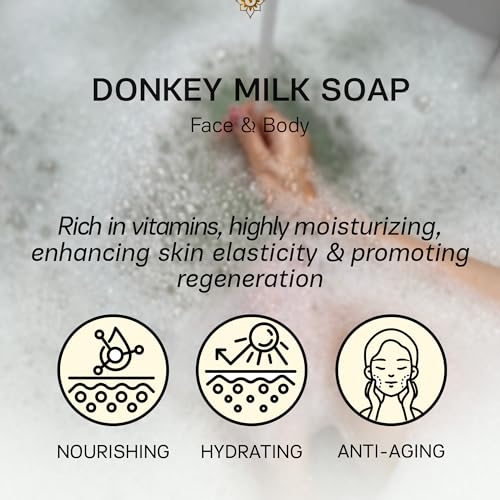 AUTHENTIC BATH & SOAP - Donkey Milk Soap Bar - Cold Processed, Natural, Anti-Aging & Nourishing for All Skin types, Men & Women, Cruelty Free, Face & Body Wash. (Pack of 2) 4.2 Oz Each