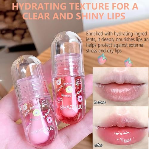 4-Pack Fruit Flavored Lip Gloss Oil Set with Hydrating Jelly Formula