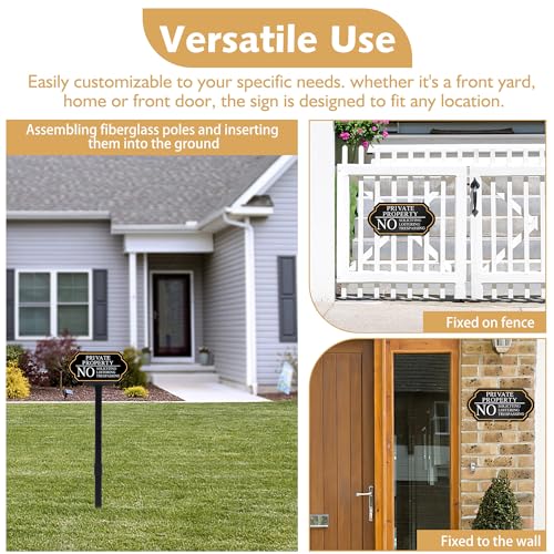 No Soliciting Sign for House with Stake - 50-mil Thick Aluminum - 5x10 Inch/37 Inch High - Adjustable Height - Outdoor Yard Sign for Home and Front Door (A1511)