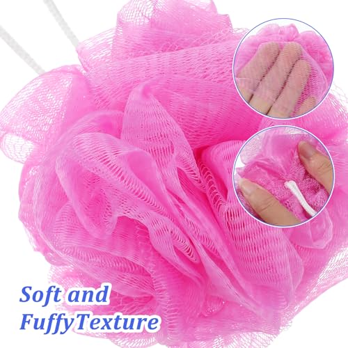 16Pcs Travel Size Loofah Mini Shower Loofah Bulk Multicolor Mesh Bath Pouf Individually Wrapped Bath Sponge Pack for Shower Care