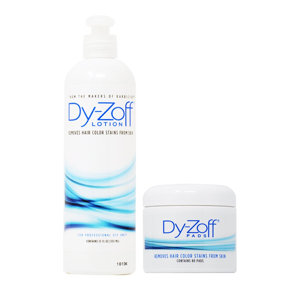 King Research Dy-Zoff Lotion 12oz + Pads Removes Hair Color Stains 80 pads