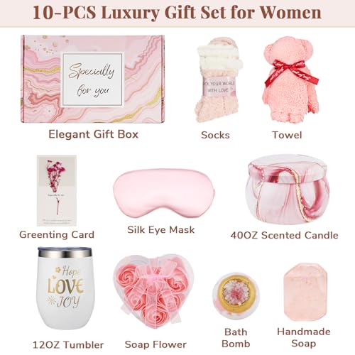 Birthday Gifts for Women - Unique Self-Care Gift Baskets for Mom, Sister, Friend, Coworker & Bestie | Thoughtful Care Package, Friendship Gifts for Her, Wife, Grandma (Mothers Day Gifts)