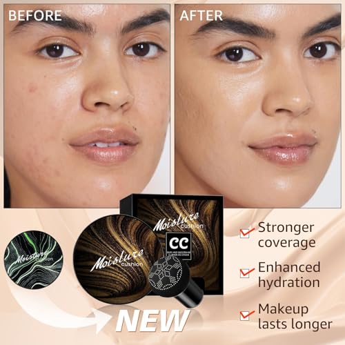 CC Cream Cushion Foundation with Makeup Sponge – Full Coverage