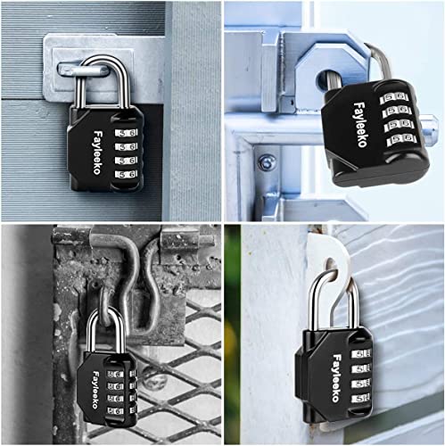 Combination Lock, 4 Digit Combination Padlock for School Gym Sports Locker, Fence, Toolbox, Case, Hasp Cabinet Storage (Long Shackle, 2 Pack, Blue & Black)