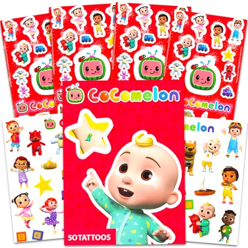 Cocomelon Stickers and Tattoos Party Favor Set - Bundle with 100 Stickers and 50 Temporary Tattoos | Cocomelon Party Supplies