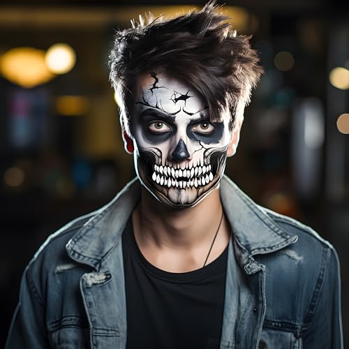 Halloween Face Tattoos - Skeleton Clown Zombie Makeup Kit
