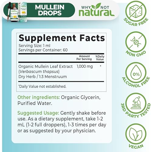 USDA Organic Mullein Leaf Extract for Lung Support & Respiratory Health