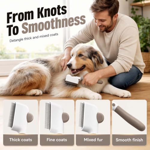 3-in-1 Pet Grooming Comb with Detangling Rake