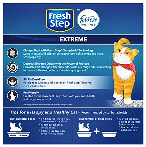 Fresh Step Clumping Cat Litter, Extreme, Long Lasting Odor Control Kitty Litter with Activated Charcoal, Low Dust Formula, 14 lb