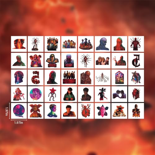 Stranger Things Movie Temporary Tattoos for Kids, 40 PCS Birthday Party Favors,Cartoon Things 5 Movie Decoration Sticker Gifts for Girl Boys Home Activity Class Prizes Carnival Christmas Rewards