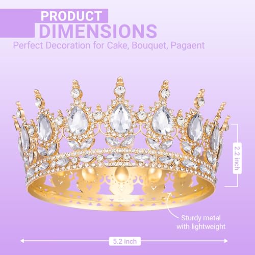 Gold Crystal Birthday Tiara Crown for Women