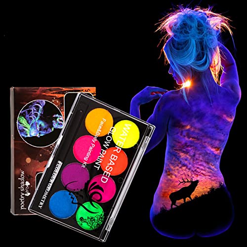 UV Neon Face Paint 8 Colors - Glow in Dark Body Paint Kit