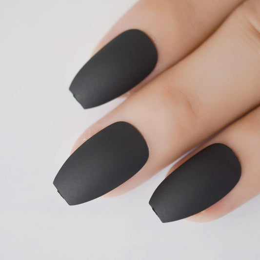 CoolNail Coffin Nail Tips Classic Matte Black Gray Ballerina False Nail Full Nails Flat Top Fake Nails Tips