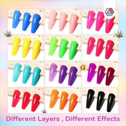 SAVILAND Quick-Dry Neon Nail Polish Set 12+2 Colors – Non-Gel Base & Top Coat