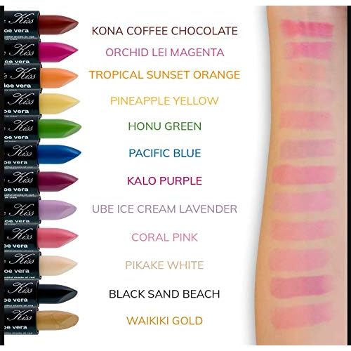 Magic Kiss Color Changing Matte 6 Piece Lipstick Set infused with Aloe Vera Made in USA (Colors of Aloha 1)