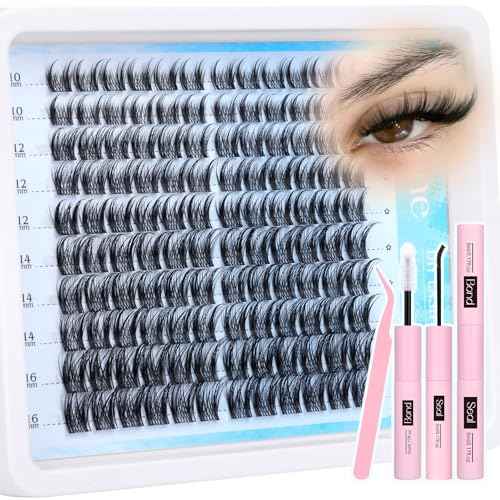 Manga Lash Clusters Kit Anime Eyelash Clusters Natural Look Clear Band Fairy Cluster Eyelash Extensions Spikes Individual Lashes Kit with Lash Bond&Seal, Tweezers 10-16MM 120Pcs by Zegaine