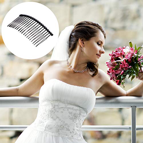 Hicarer 5 Pack Black Metal Hair Combs with 20 Teeth for Veils