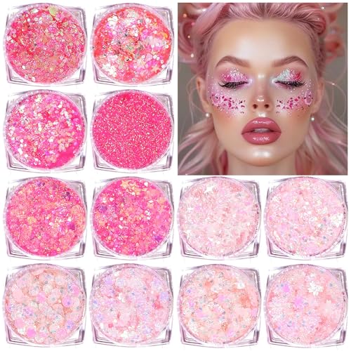 12-Shape Body Glitter Set – Face, Hair & Nail Gel for Parties