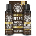 Viking Revolution Beard Wash and Beard Conditioner for Men with Argan Oil and Jojoba Oil - Beard Softener and Strengthener Beard Care Beard Shampoo and Conditioner with Beard Oil (5oz, Sweet Tobacco)