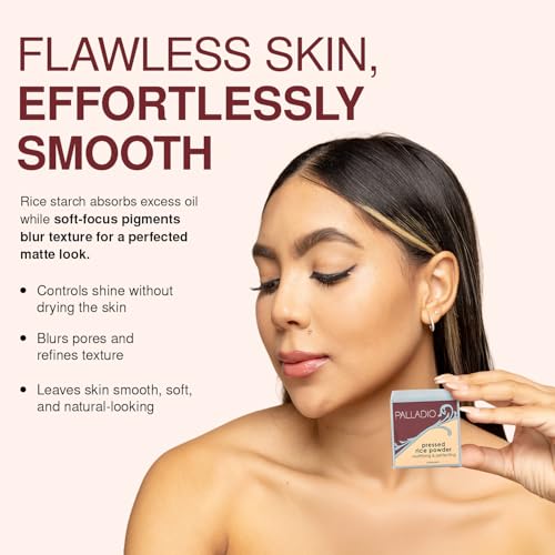 Palladio Pressed Rice Powder Compact - Oil Absorbing Mattifying Powder