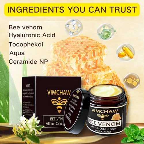 Bee Venom Skin Revitalizing Cream for Face & Body, Advanced Firming & Smoothing Formula, Natural Bee Venom Moisturizer for Fine Lines and Youthful Glow, 60g(4-Pcs)