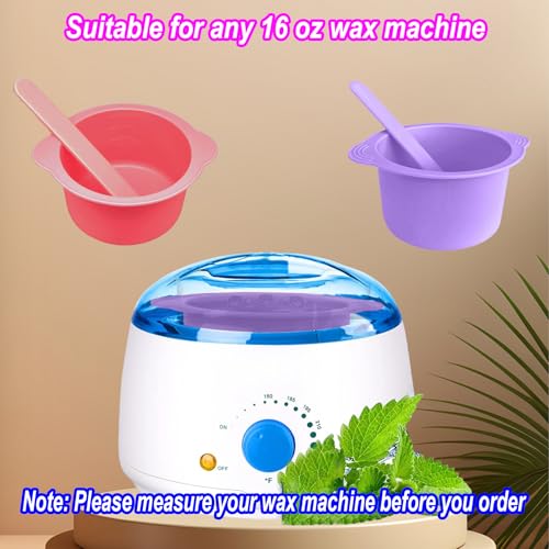 Silicone Wax Warmer Liners, 2-Pack Non-Stick Wax Pot Replacement with 2 Silicone Wax Sticks for Hair Removal, Gigi Wax Warmer, Kolua Wax Kit, Body Wax Warmer (Pink & Purple)