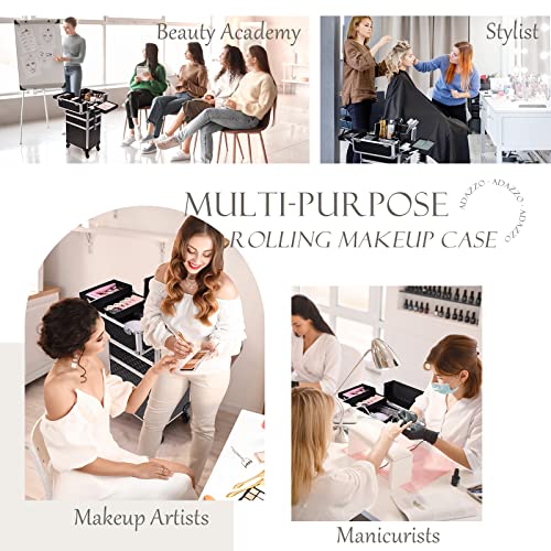 Professional Rolling Makeup Train Case | Aluminum Trolley with 360° Wheels