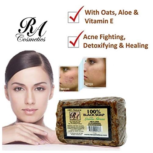 RA Cosmetics 100% Black Soap, Lemon Grass, 5 oz