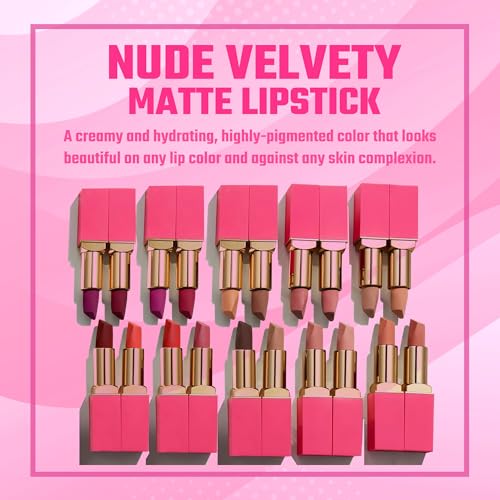 Juvia's Place The Nude Velvety Matte Lipstick Cocoa - Nude Velvety Lipstick, Long-lasting, Rich-Color Lip Makeup, Creamy with Matte Finish, Beauty & Lip Products
