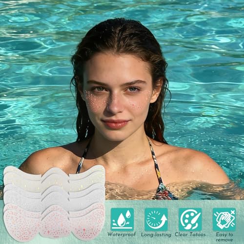 Glitter Face Tattoo Stickers - 6pc Temporary Makeup Patches (Pink, Gold, Silver)