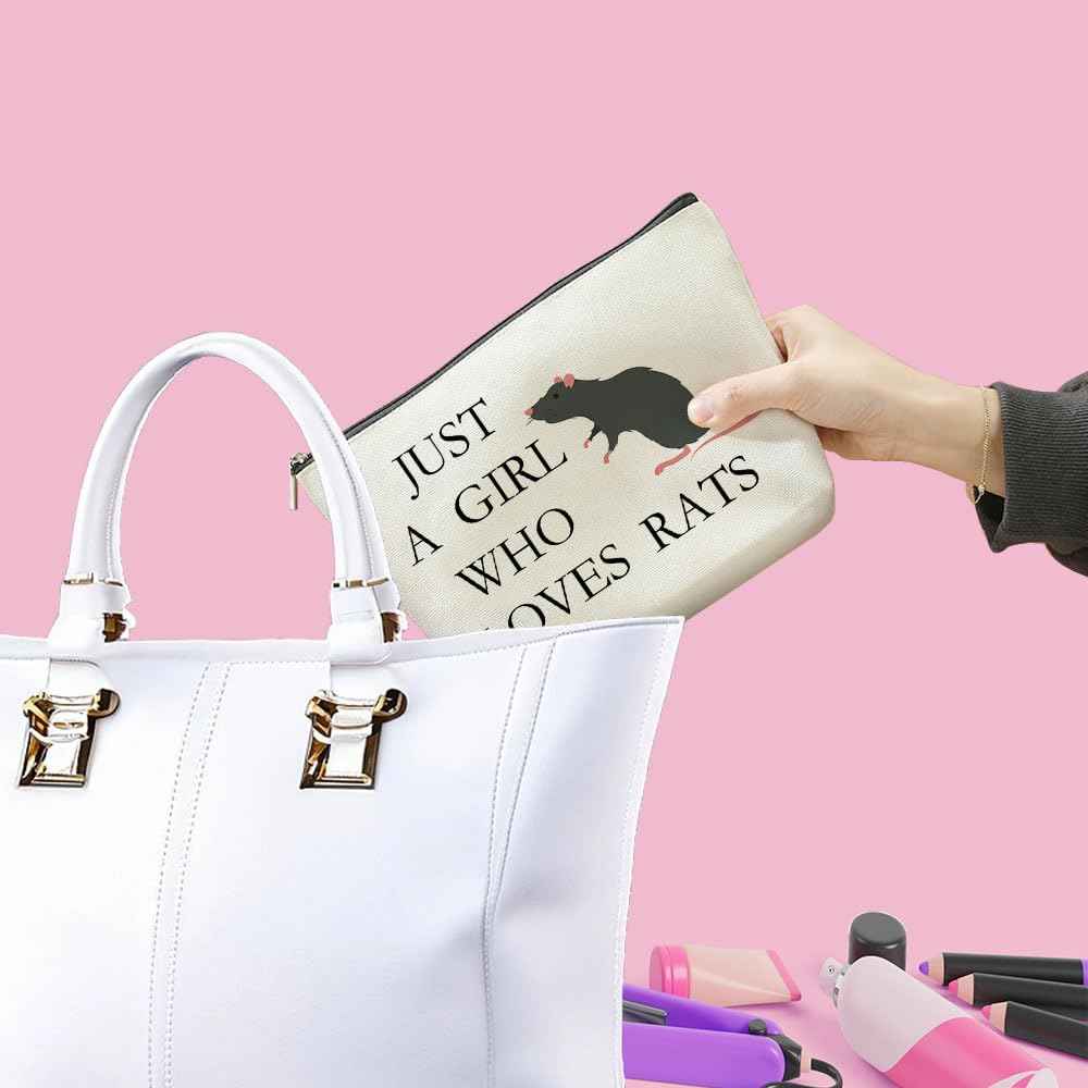 VICBOU Cute Rat Makeup Bag Rat Gifts for Women Girls Rats Decor Stuff Merch for Animal Lovers Funny Christmas Birthday Gift for Teens Best Friend Daughter BFF Sister Bestie Cosmetic Bag