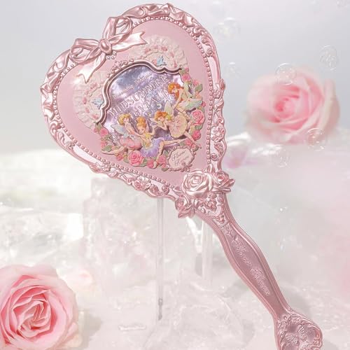 Flower Knows Heart-Shaped Hand Mirror, Vintage Princess Design