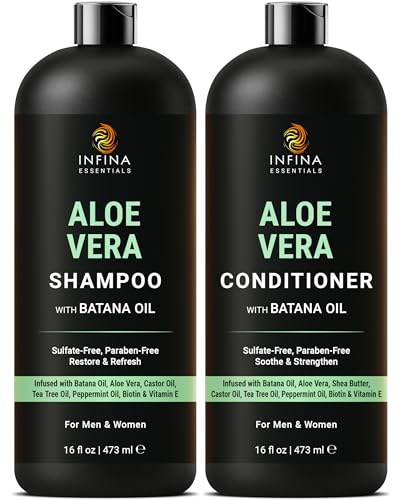 INFINA ESSENTIALS Aloe Vera Shampoo & Conditioner Set - Sulfate Free, 16 fl oz Each