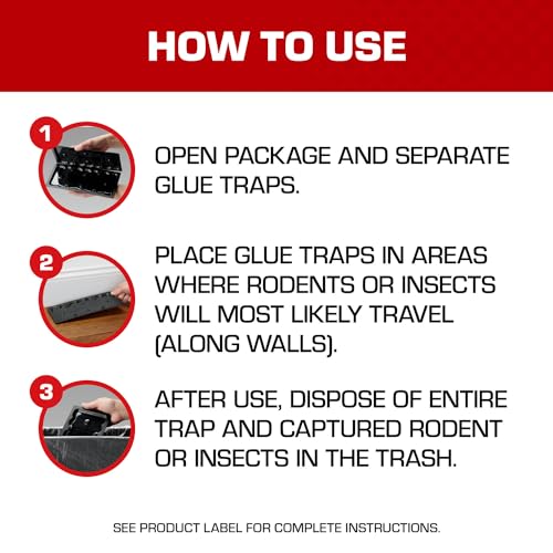 Tomcat Mouse Trap with Immediate Grip Glue for Mice, Cockroaches, Spiders, and Scorpions, Ready-To-Use, 4 Traps