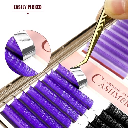 Colored Lash Extensions, 32 Rows Cashmere eyelashes, 0.07 D Curl12-15mm Mix Classic Eyelash Extensions, Single Lash Extensions for Professional Salon Use (32 Rows-Purple Ombre 0.07-D 12-15£©